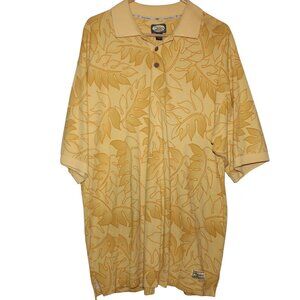 TOMMY BAHAMA Men's Yellow Floral Polo Shirt XL Cotton Hawaiian Resortwear Beach